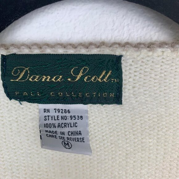 VTG Dana Scott M Floral Embroidered V Neck Sweater - Picture 4 of 5